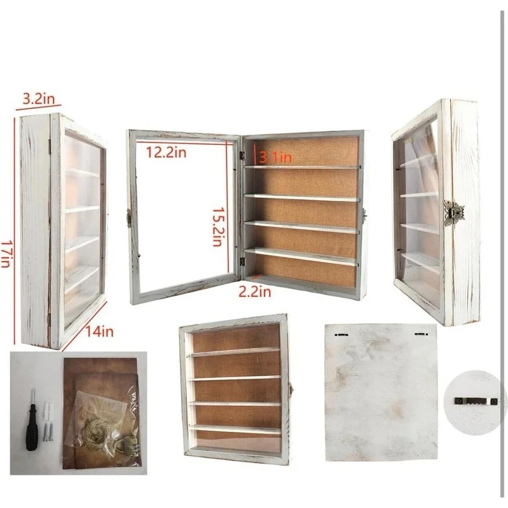 14x17 Large Shadow Box Frame with Shelves. White